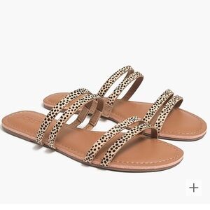 J.Crew NWT Calf hair seaside slide animal print leopard sandals size 7